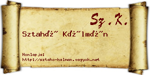 Sztahó Kálmán névjegykártya